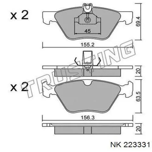 Колодки NK 223331 цена, от 19.82 USD