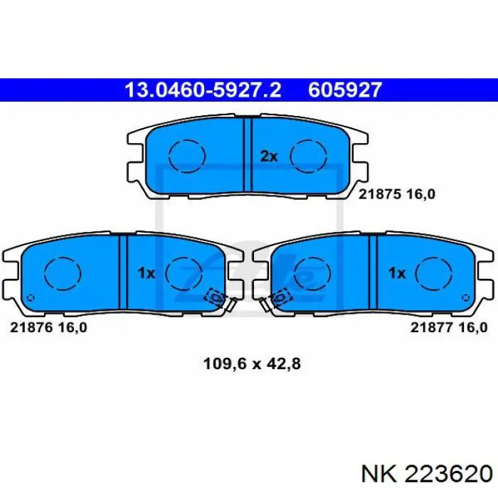 Pastillas de freno traseras 223620 NK