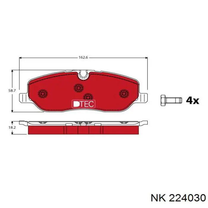 Передние тормозные колодки 224030 NK
