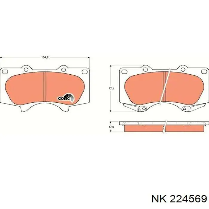 Передние тормозные колодки 224569 NK