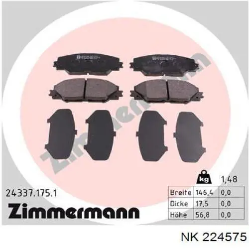 Колодки NK 224575 цена, от 24.86 USD