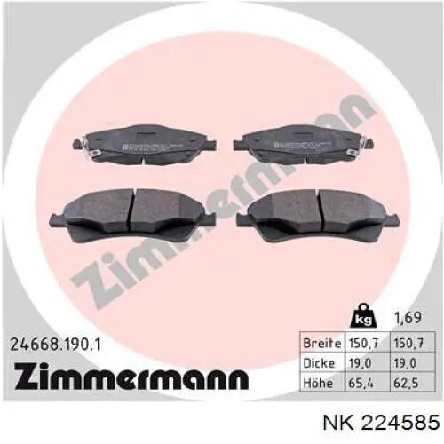 Колодки NK 224585 цена, от 30.42 USD