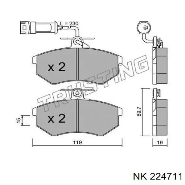 Передние тормозные колодки 224711 NK