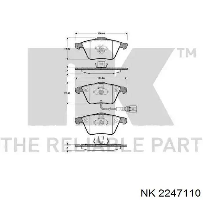 Колодки тормозные передние дисковые NK 2247110