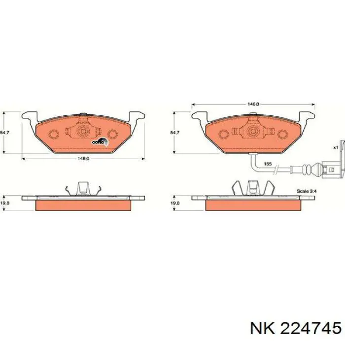 Купить 224745 NK Колодки тормозные