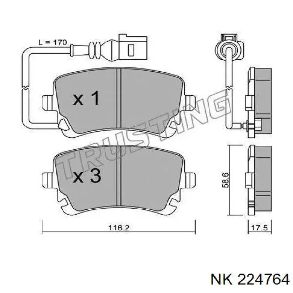 Колодки дисковые  NK 224764 цена, от 20.98 USD