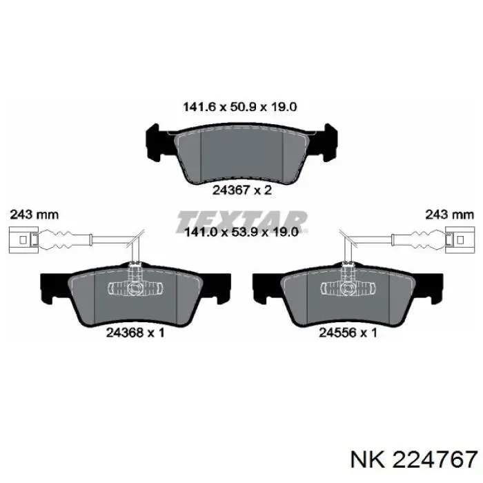 Купить 224767 NK Колодки тормозные задние, дисковые