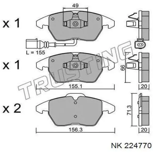 Передние тормозные колодки 224770 NK