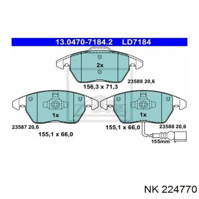 Купить 224770 NK Колодки тормозные
