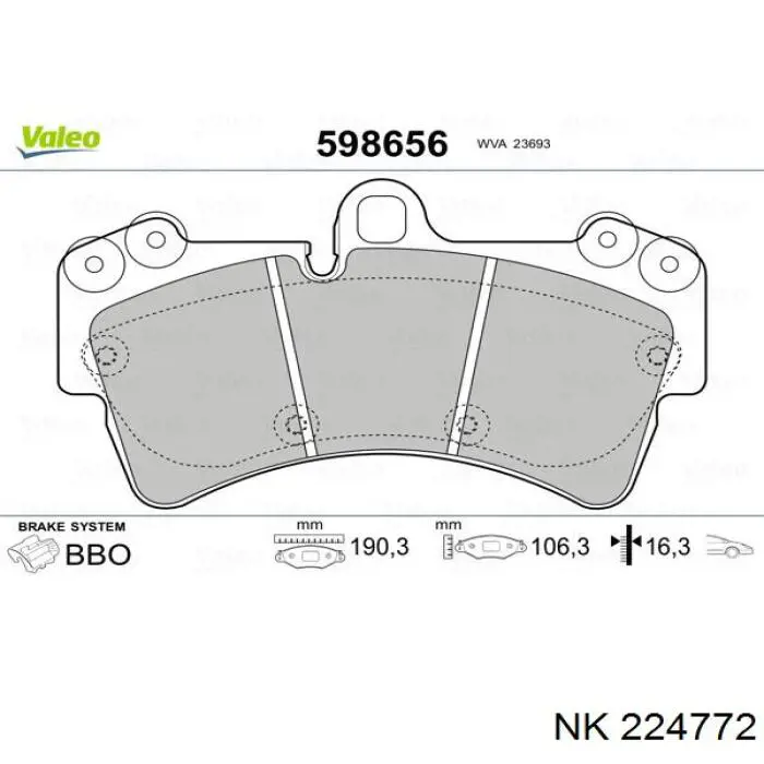 Колодки NK 224772 цена, от 49.58 USD