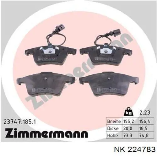 Передние тормозные колодки 224783 NK