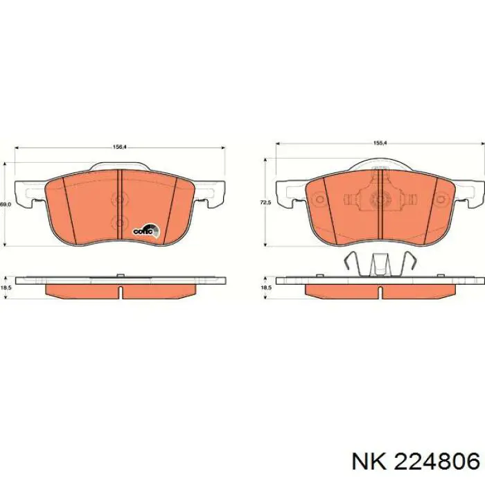 Купить 224806 NK Колодки тормозные задние, дисковые