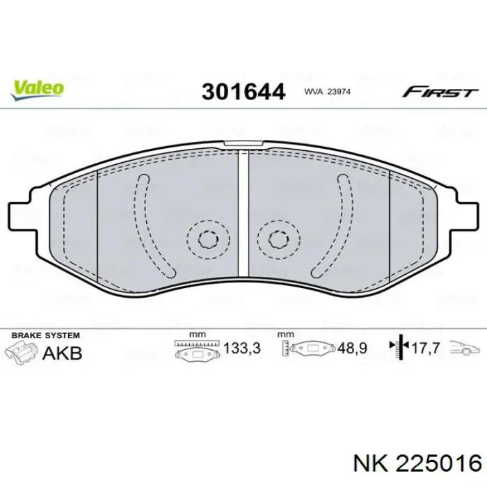 Купить 225016 NK Колодки тормозные