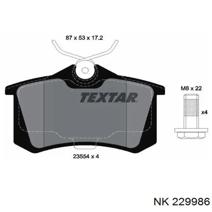 Задние тормозные колодки 229986 NK