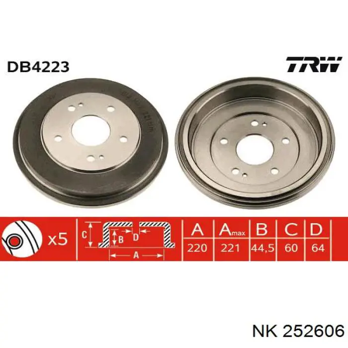 Тормозной барабан 252606 NK