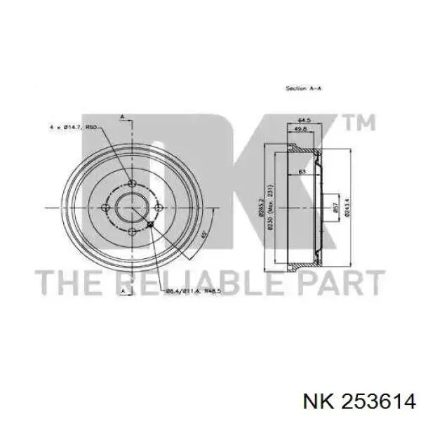 Купить 253614 NK Тормозной барабан