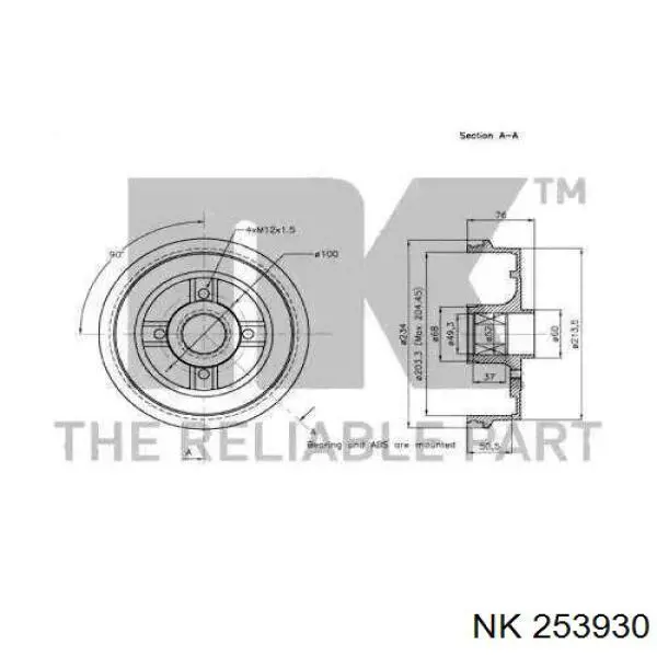 Тормозной барабан 253930 NK