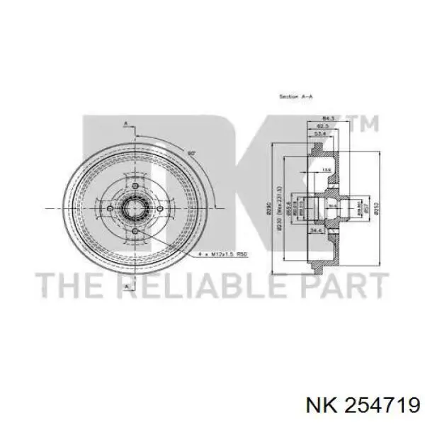 Тормозной барабан 254719 NK