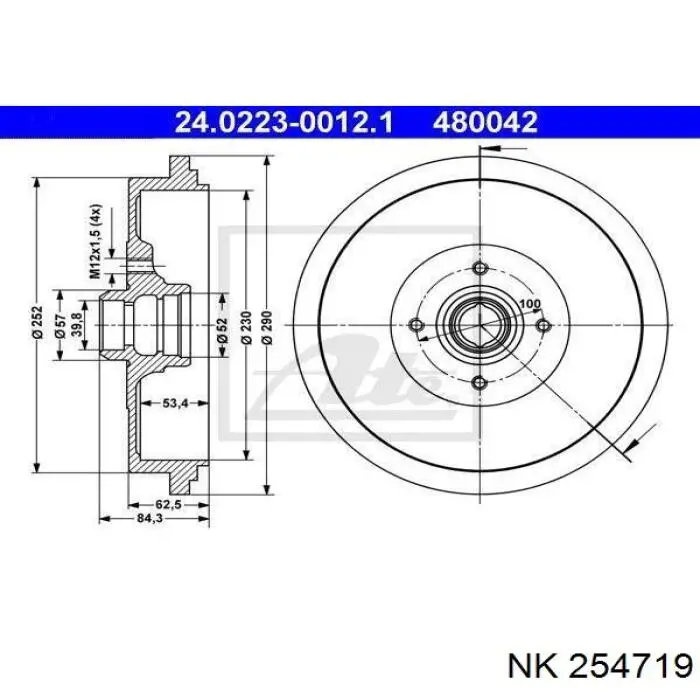 Тормозной барабан 254719 NK