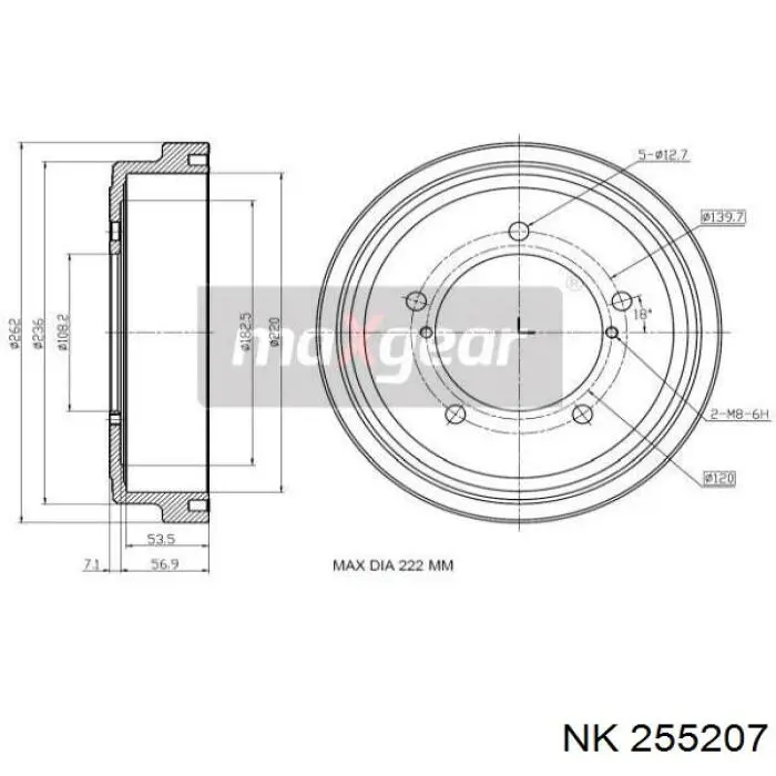 Купить 255207 NK Тормозной барабан