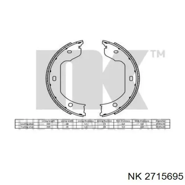 Колодки ручника/стоянкового гальма 2715695 NK