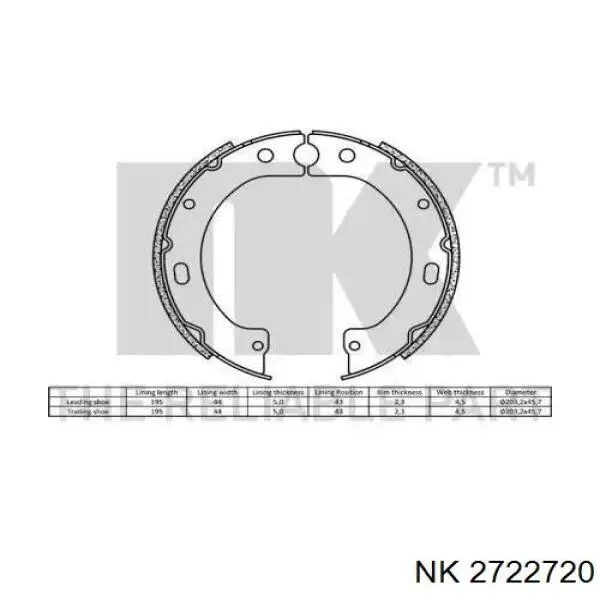 Колодки ручника 2722720 NK