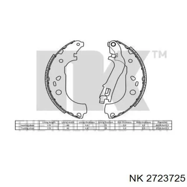 Купить 2723725 NK Задние барабанные тормозные колодки