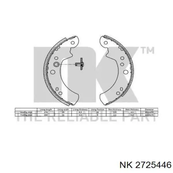 Купить 2725446 NK Задние барабанные тормозные колодки