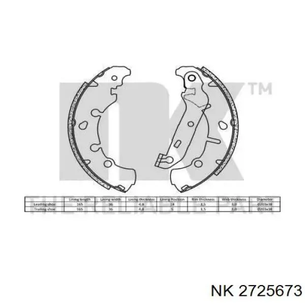 Купить 2725673 NK Задние барабанные тормозные колодки