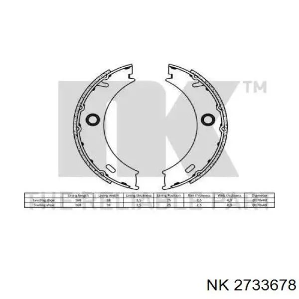 Тормозные колодки стояночного тормоза NK 2733678 цена, от 16.06 USD