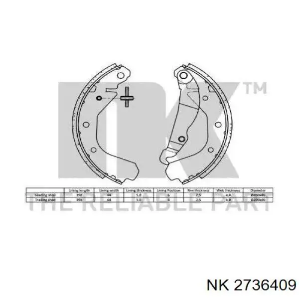 Тормоза рабочие задние ножные и тормозные барабаны NK 2736409 цена, от 18.48 USD