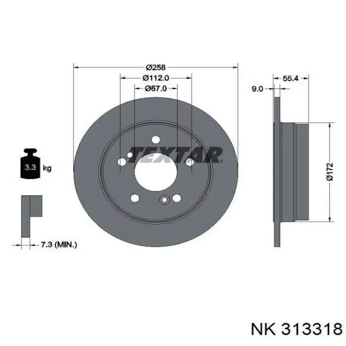 Задний дисковый тормоз NK 313318