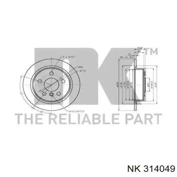 1850S MIKODA Disco de freno trasero original y equivalente