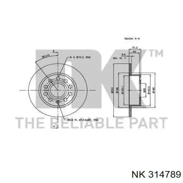 Купить 314789 NK Диск тормозной задний