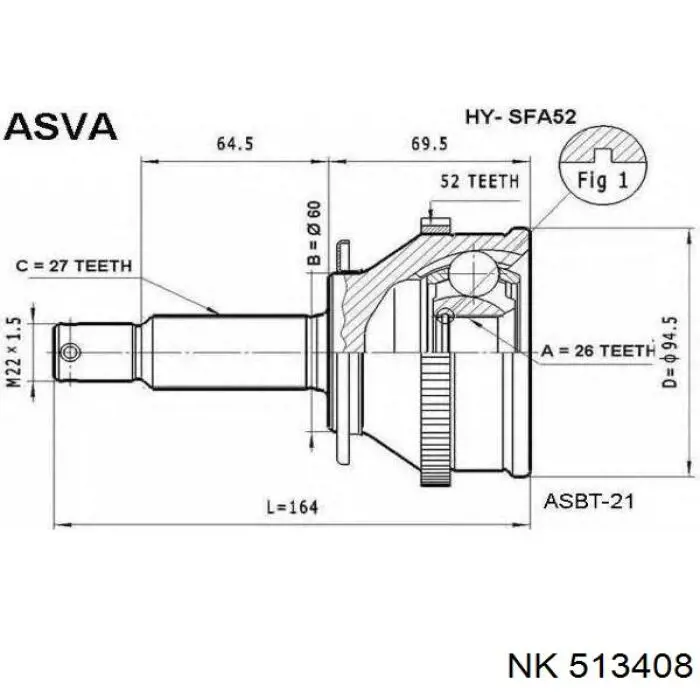 Купить 513408 NK ШРУС внешний передний, левый