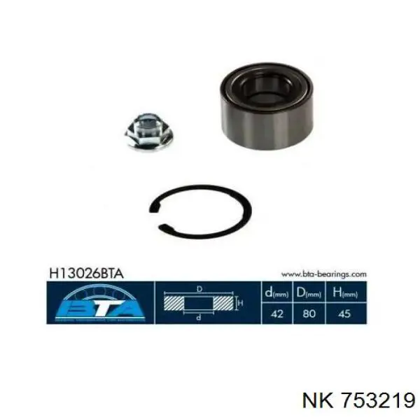 Подшипник ступицы 753219 NK