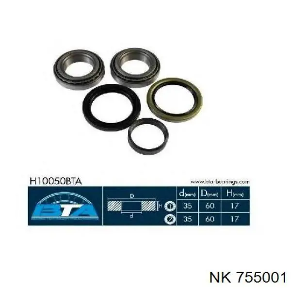 Комплект подшипника ступицы колеса NK 755001 цена, от 16.21 USD