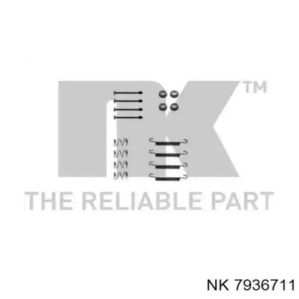 7936711 NK монтажный комплект задних барабанных колодок