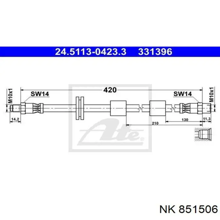Купить 851506 NK Шланг тормозной передний