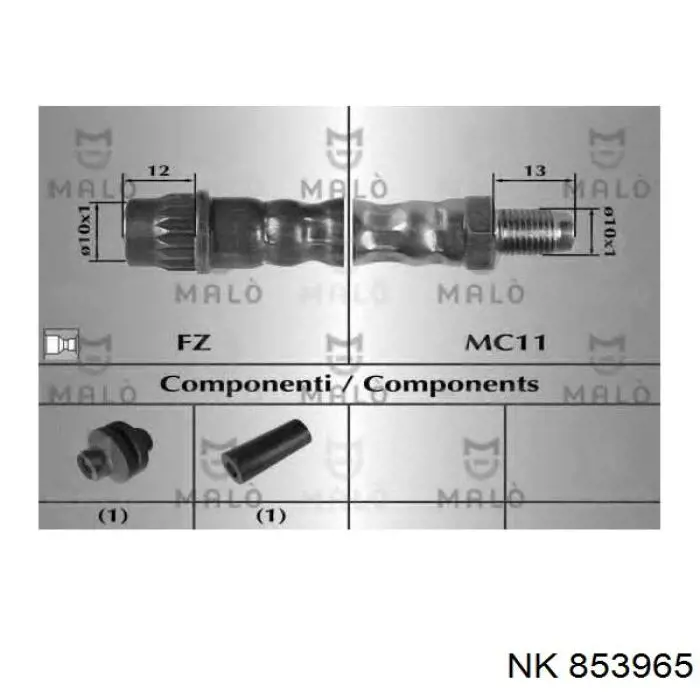 853965 NK Гибкая тормозная трубка передняя