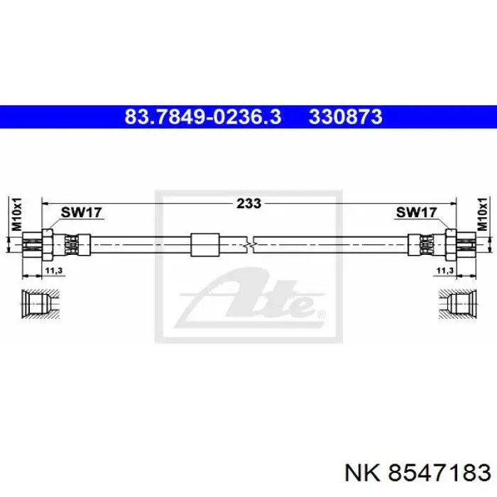 Купить 8547183 NK Задний тормозной шланг