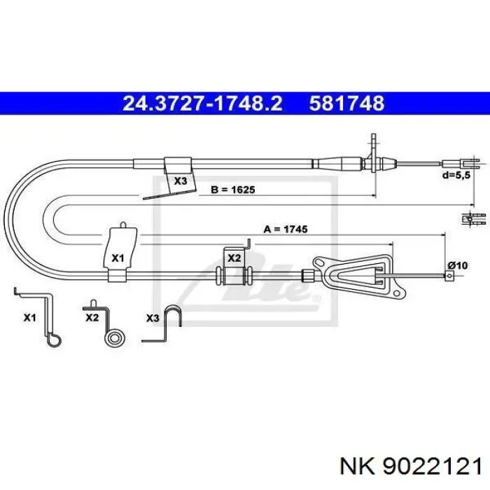 Трос ручного тормоза задний NK 9022121 цена, от 29.75 USD