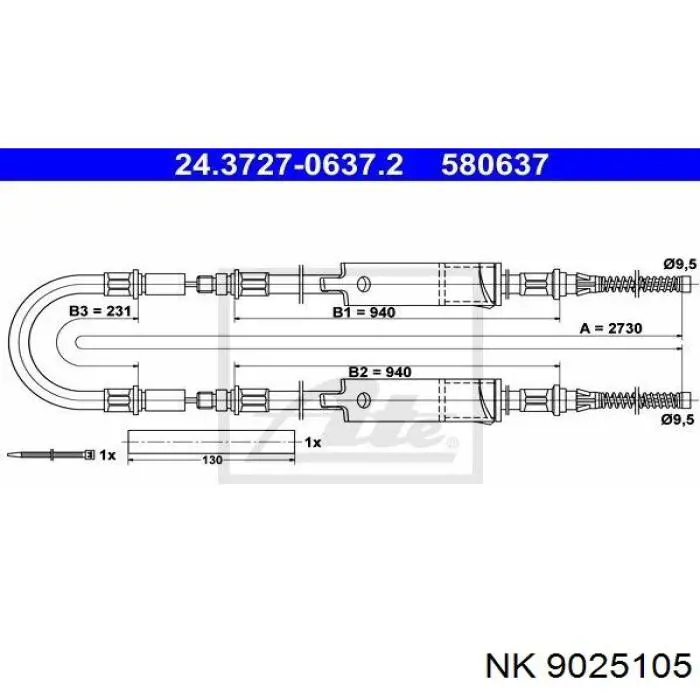 9025105 NK трос ручного тормоза задний правый/левый