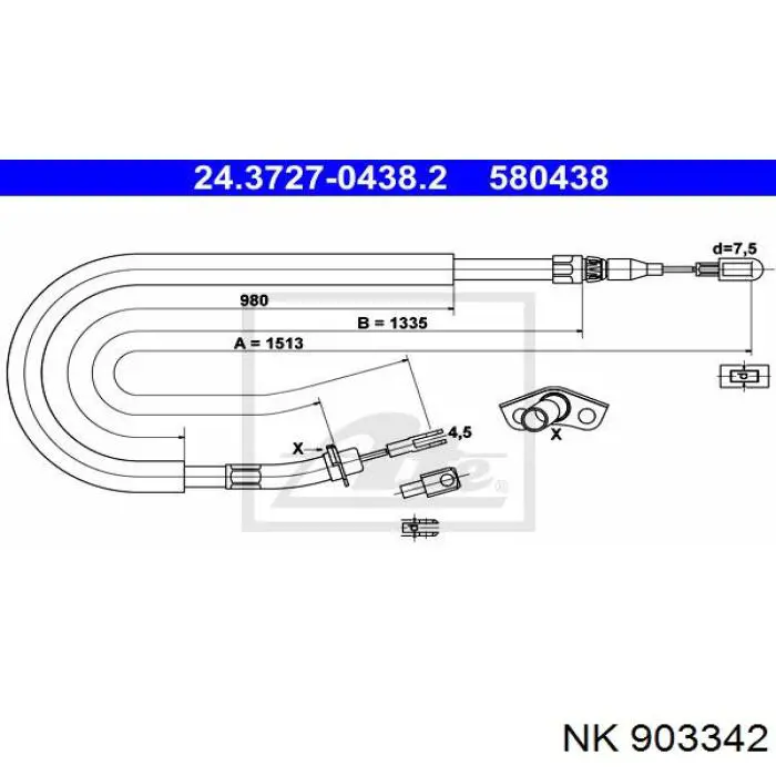 Cable de freno de mano trasero derecho/izquierdo 903342 NK