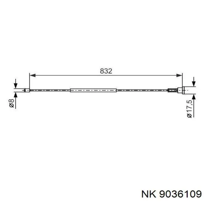 Трос ручника задний правый NK 9036109