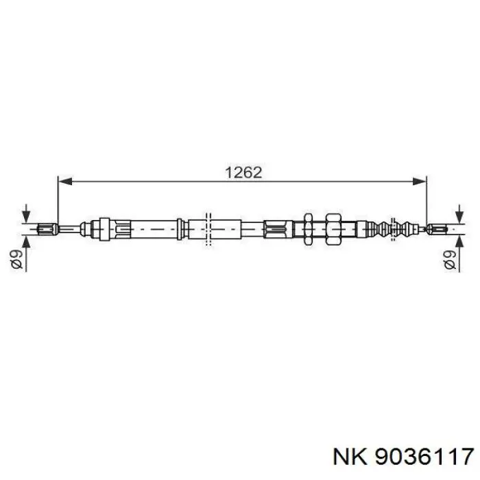 Трос ручника задний NK 9036117