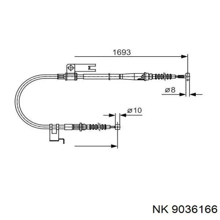 Трос стояночного тормоза задний правый NK 9036166 цена, от 25.99 USD