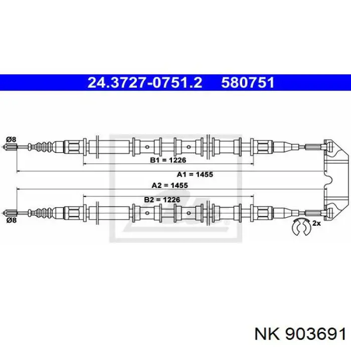 Задний трос ручника NK 903691 цена, от 15.36 USD
