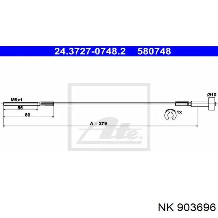 Трос ручного тормоза передний NK 903696 цена, от 3.64 USD