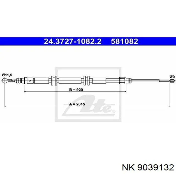 Задний трос ручника NK 9039132 цена, от 15.18 USD